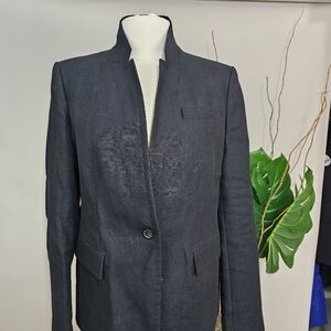 J Crew REGENT Black Linen Blend Blazer - 14